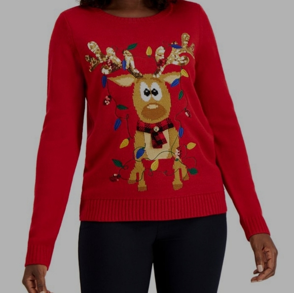 Karen Scott Sequined Reindeer Sweater, Created - Picture 4 of 4
